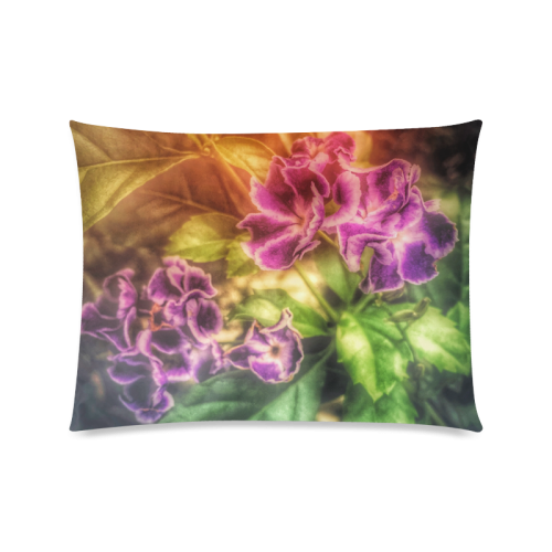 Purple Flowers Custom Zippered Pillow Case 20"x26"(Twin Sides)