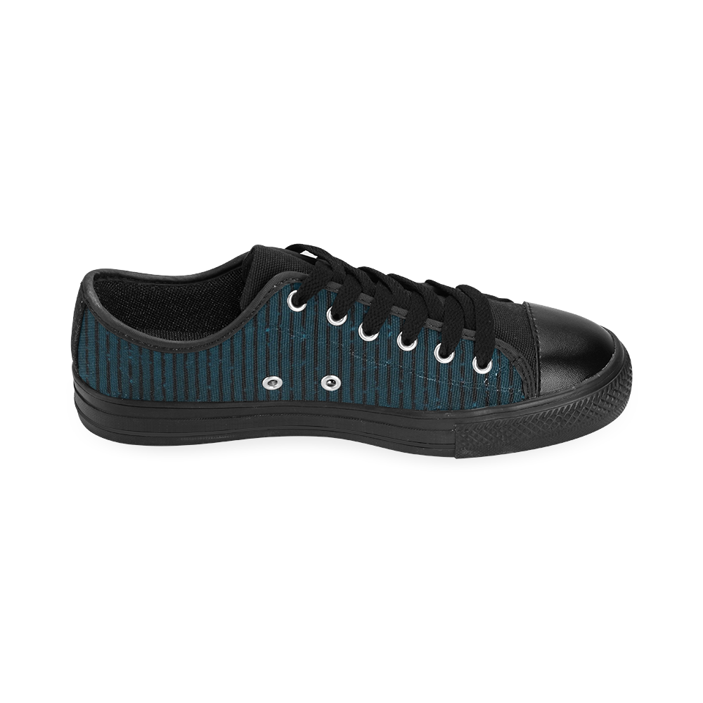 Turquoise Stripe Men's Classic Canvas Shoes (Model 018)