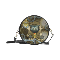 Steampunk, awesome owl Round Sling Bag (Model 1647)