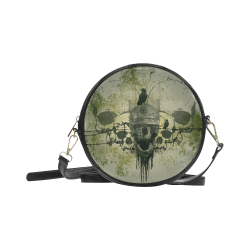 Skull with crow Round Sling Bag (Model 1647)