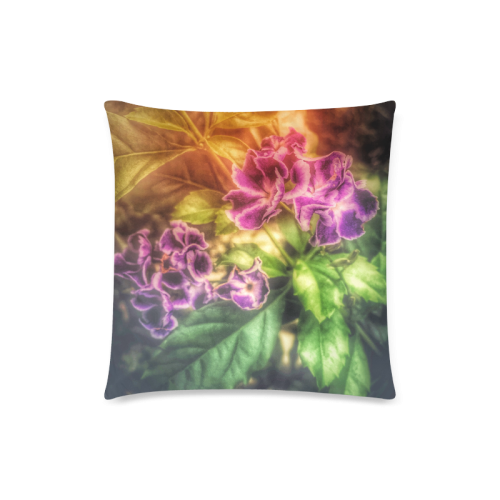 Purple Flowers Custom Zippered Pillow Case 18"x18"(Twin Sides)