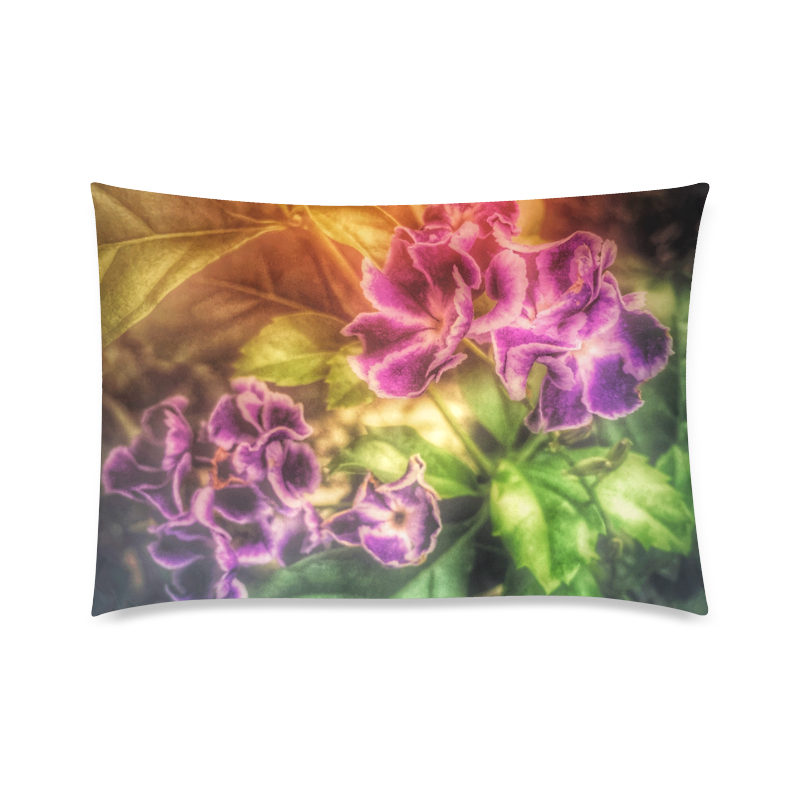 Purple Flowers Custom Zippered Pillow Case 20"x30"(Twin Sides)