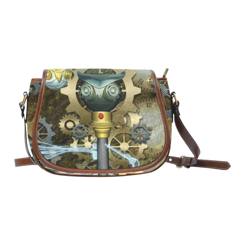 Steampunk, cute owl Saddle Bag/Large (Model 1649)