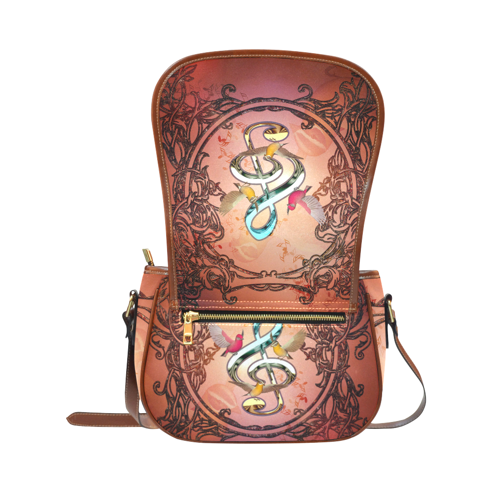 Clef with birds Saddle Bag/Small (Model 1649) Full Customization
