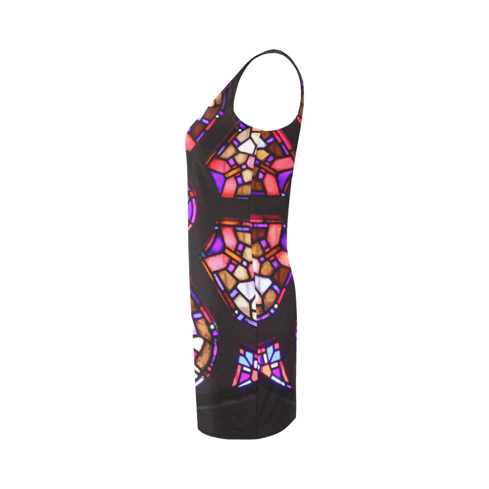 Purple Pink Rosary Window Mandala Medea Vest Dress (Model D06)