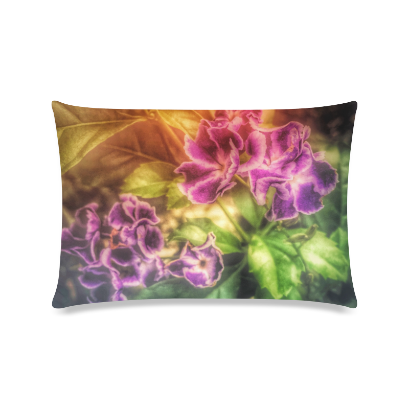 Purple Flowers Custom Zippered Pillow Case 16"x24"(Twin Sides)