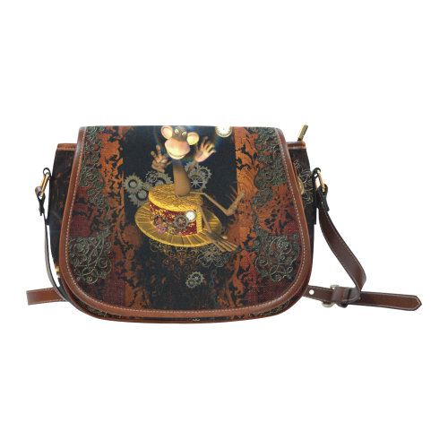 Steampunk, funny monkey Saddle Bag/Large (Model 1649)