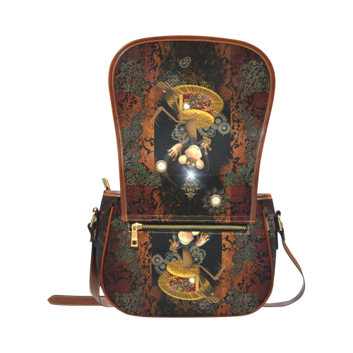 Steampunk, funny monkey Saddle Bag/Large (Model 1649)