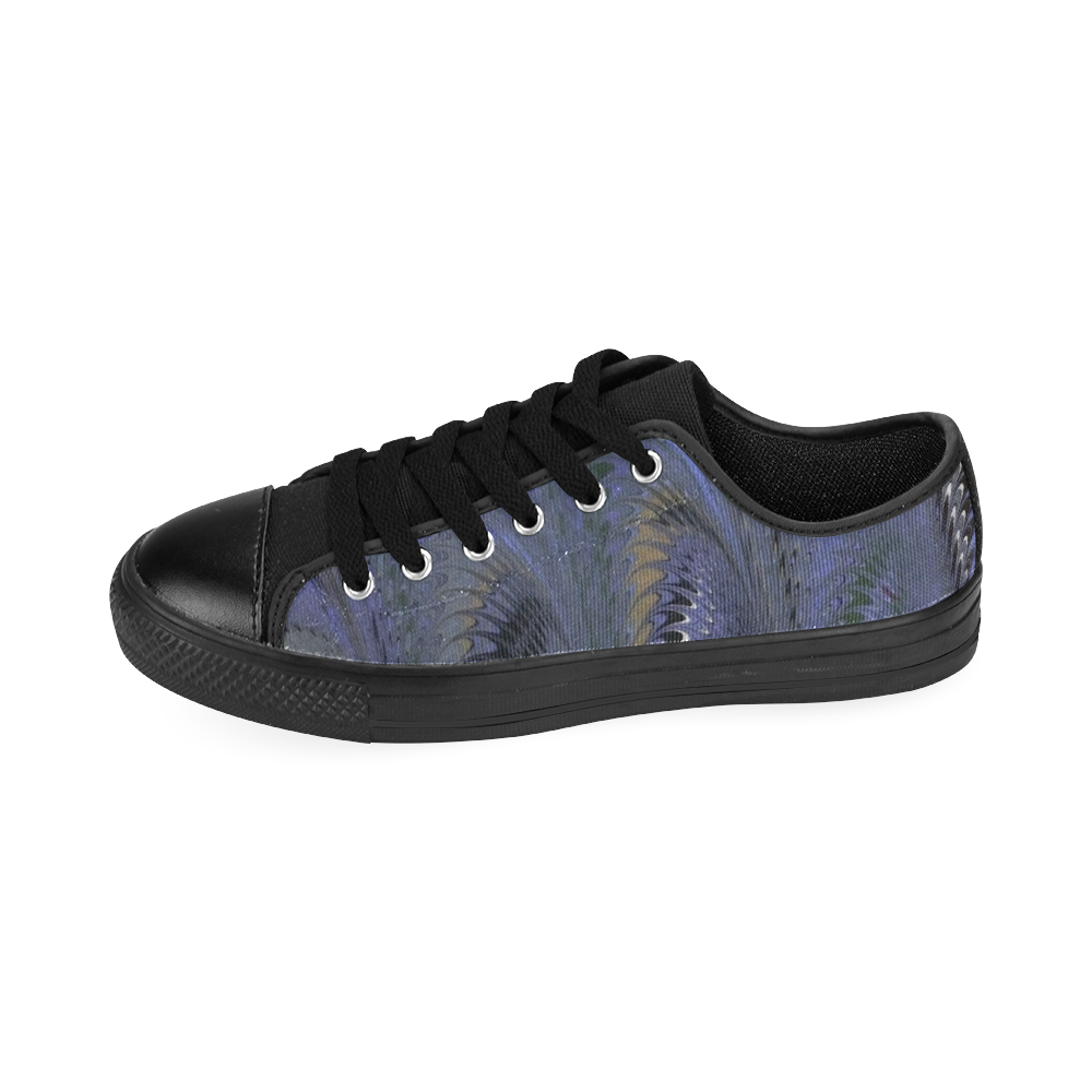 Retro Marbleized Waves Periwinkle Blue Men's Classic Canvas Shoes (Model 018)