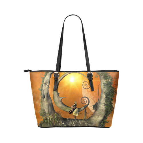 The moon Leather Tote Bag/Large (Model 1651)
