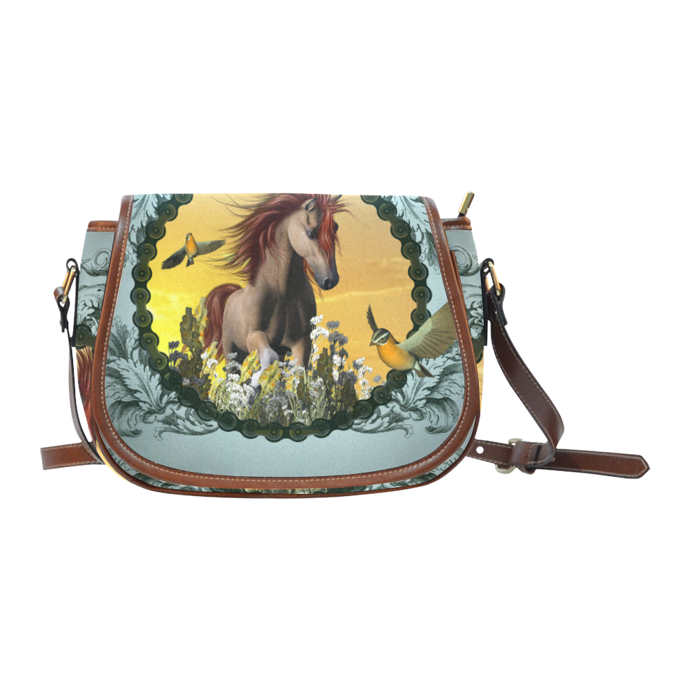 Horse with birds Saddle Bag/Small (Model 1649) Full Customization