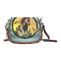 Horse with birds Saddle Bag/Small (Model 1649) Full Customization