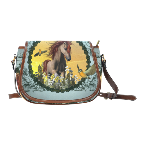 Horse with birds Saddle Bag/Small (Model 1649) Full Customization