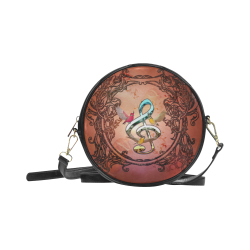 Clef with birds Round Sling Bag (Model 1647)