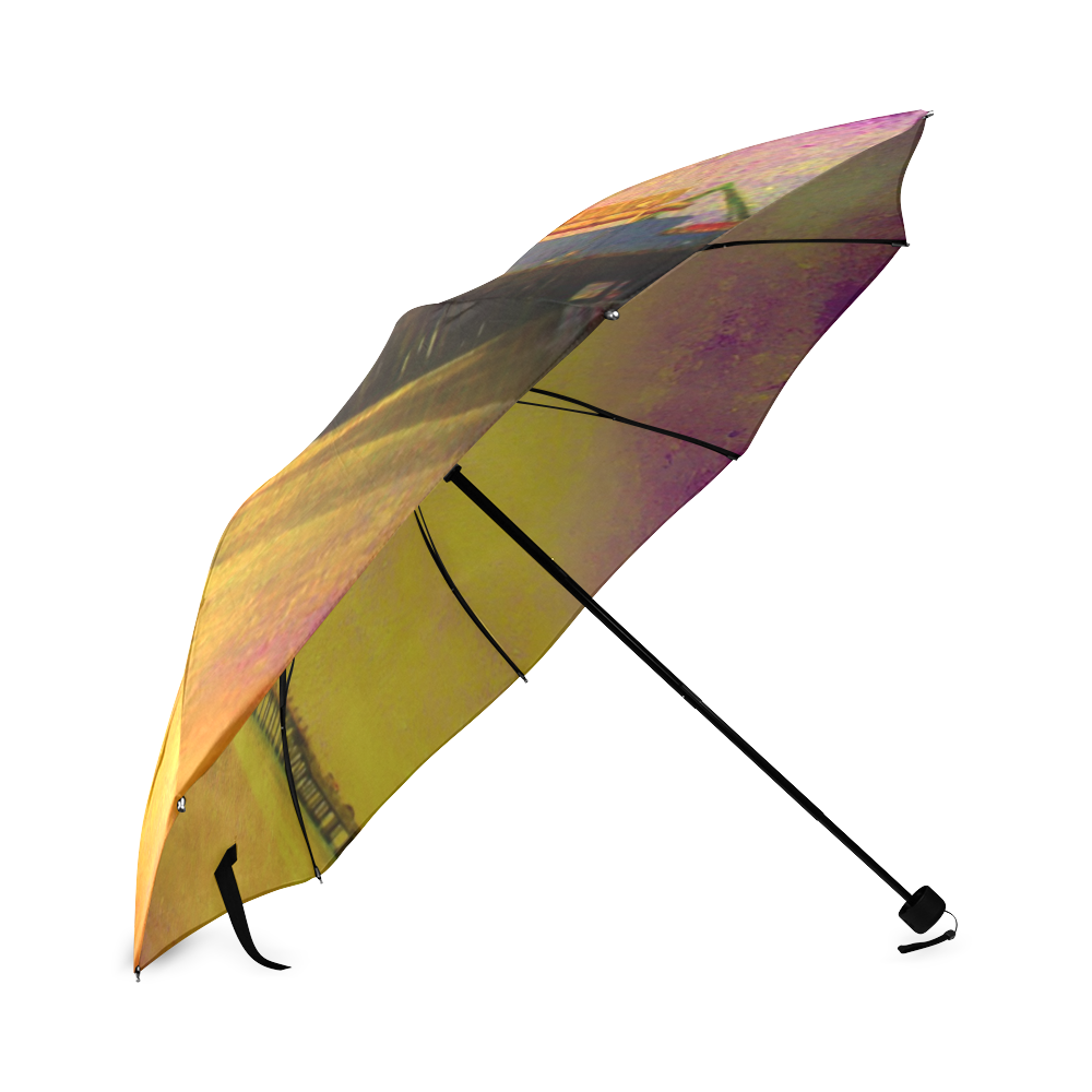 Yellow and Purple Santa Monica Pier Foldable Umbrella (Model U01)