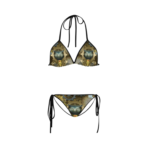 Steampunk, awesome owl Custom Bikini Swimsuit