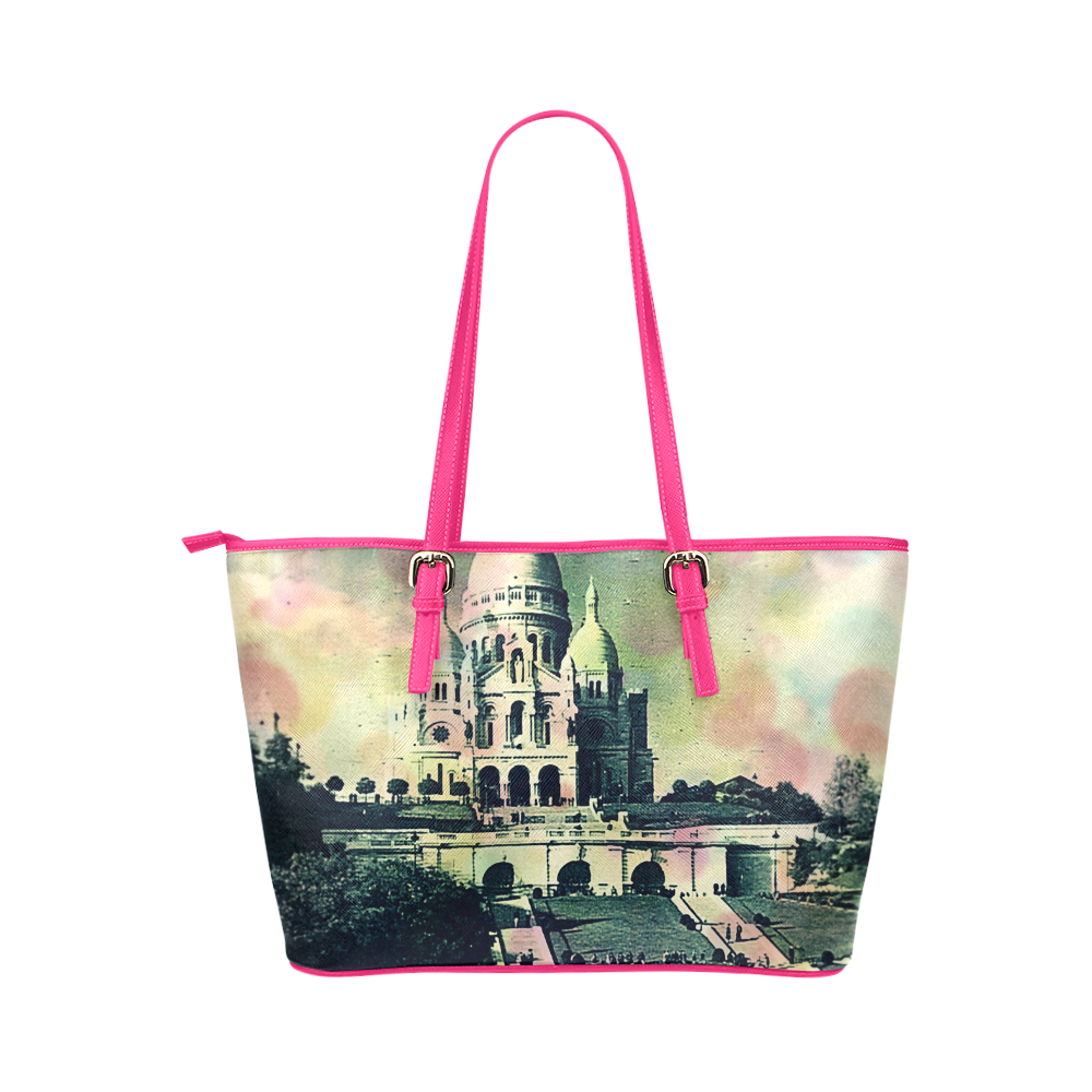 Sacré-Coeur Funky Dots Leather Tote Bag/Small (Model 1651)