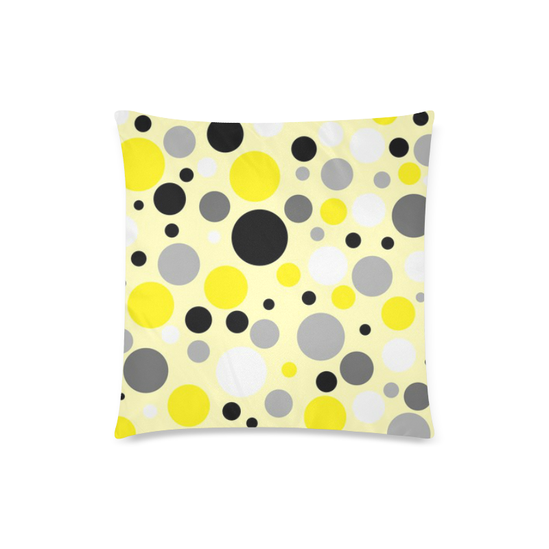 YELLOW GRAY AND BLACK POLKA DOT Custom Zippered Pillow Case 18"x18" (one side)