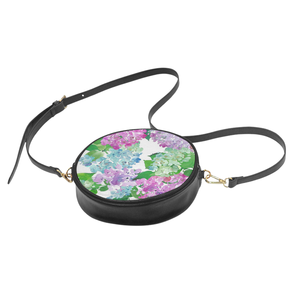 Watercolor Hydrangea Round Sling Bag (Model 1647)