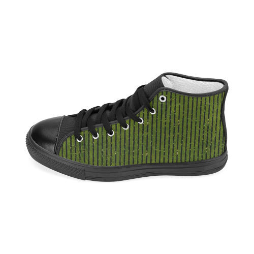 Green Stripe Men’s Classic High Top Canvas Shoes (Model 017)