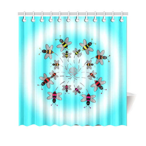 Swirling Rainbow Bees Shower Curtain 69"x70"