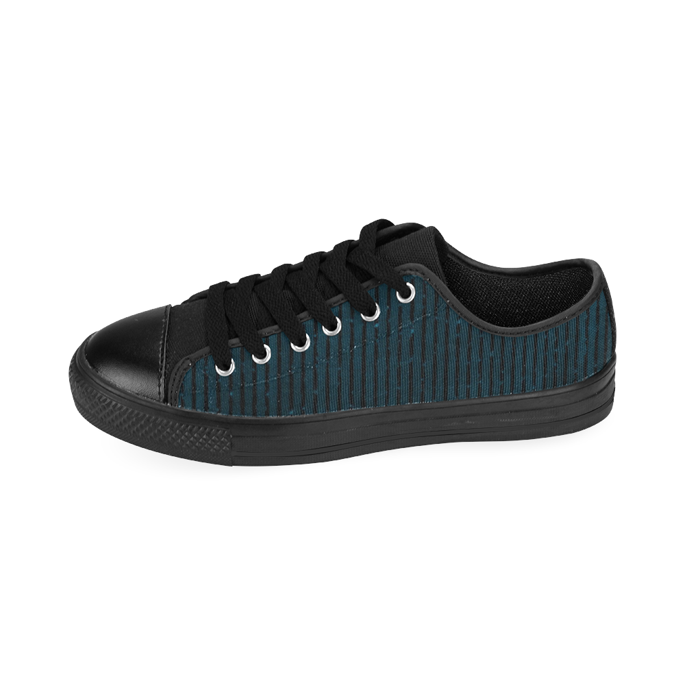 Turquoise Stripe Men's Classic Canvas Shoes (Model 018)
