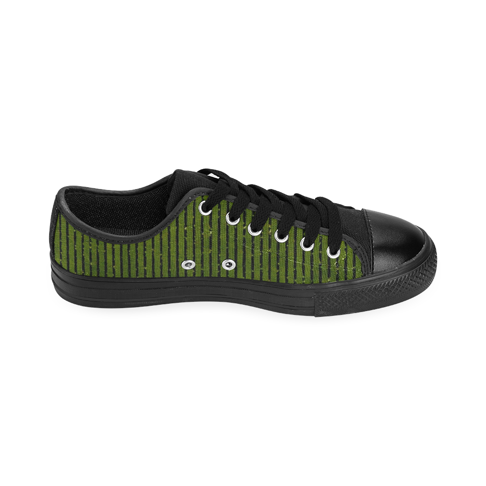 Green Stripe Men's Classic Canvas Shoes (Model 018)