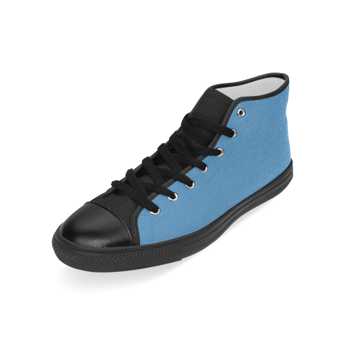 Azure Blue Men’s Classic High Top Canvas Shoes (Model 017)