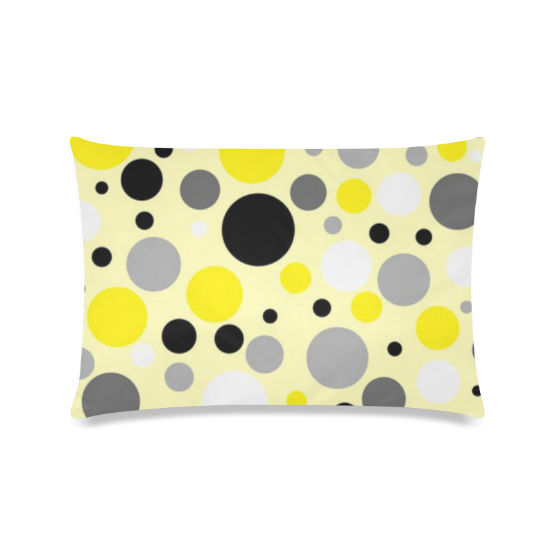 YELLOW GRAY AND BLACK POLKA DOT Custom Zippered Pillow Case 16"x24"(Twin Sides)
