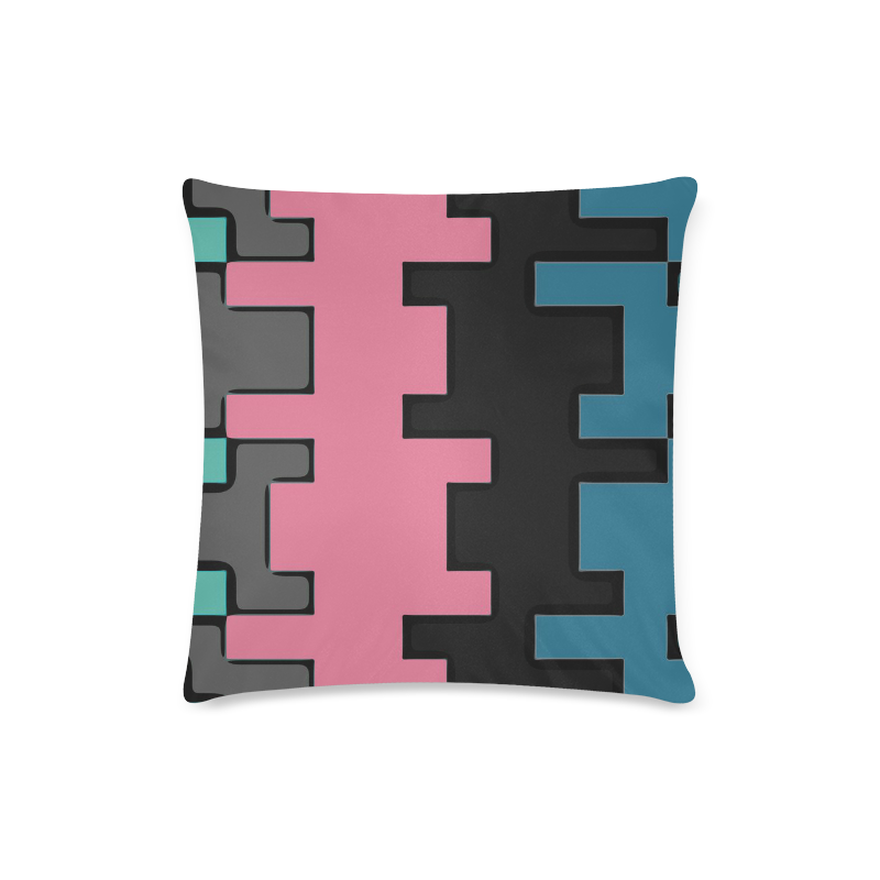 TURQUOISE PINK GRAY BLACK AND BLUE Custom Zippered Pillow Case 16"x16"(Twin Sides)