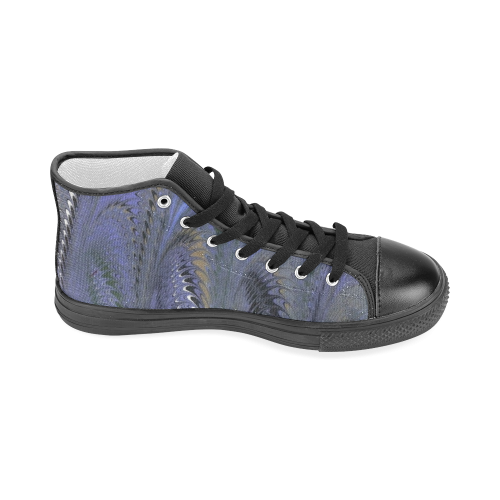 Retro Marbleized Waves Periwinkle Blue Men’s Classic High Top Canvas Shoes (Model 017)