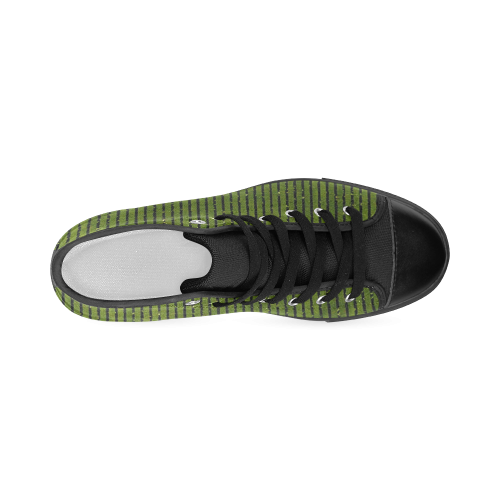 Green Stripe Men’s Classic High Top Canvas Shoes (Model 017)