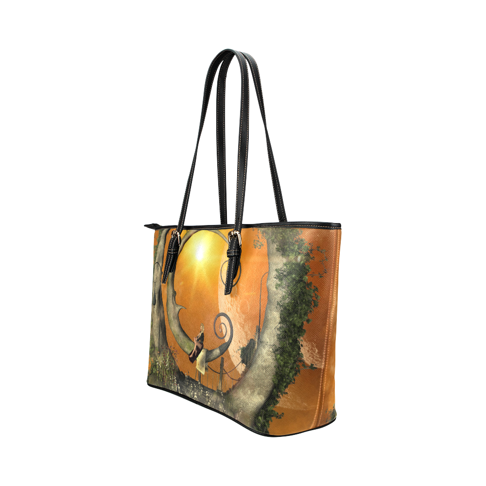 The moon Leather Tote Bag/Large (Model 1651)