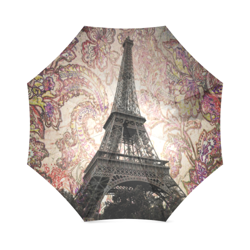 Floral Eiffel Tower Foldable Umbrella (Model U01)