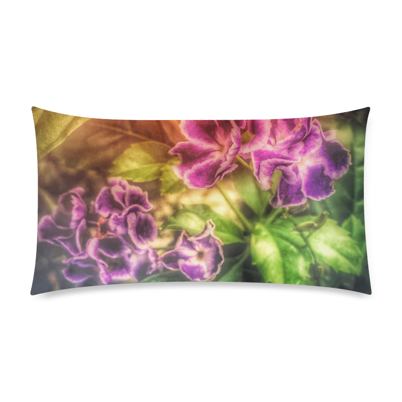 Purple Flowers Rectangle Pillow Case 20"x36"(Twin Sides)