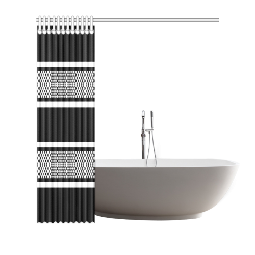 Elegant Lattice Black and White Striped Shower Curtain 72"x72"