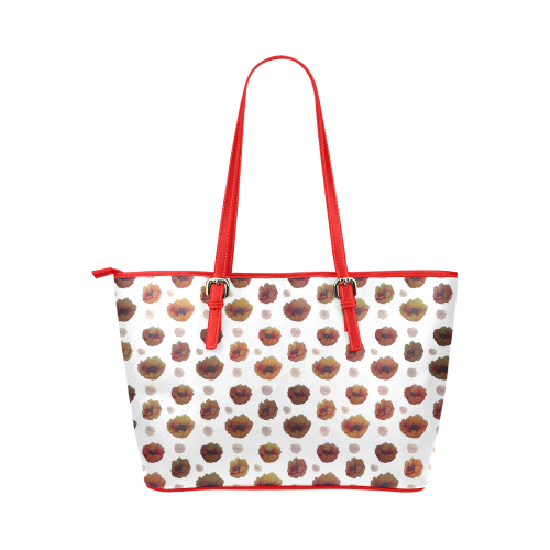 Poppies Leather Tote Bag/Large (Model 1651)