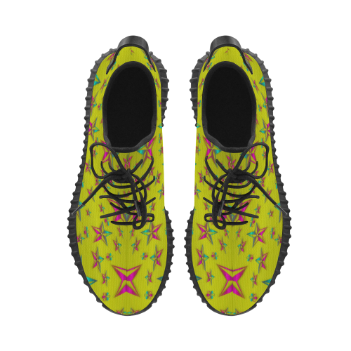 Flower Power Stars Grus Men's Breathable Woven Running Shoes (Model 022)