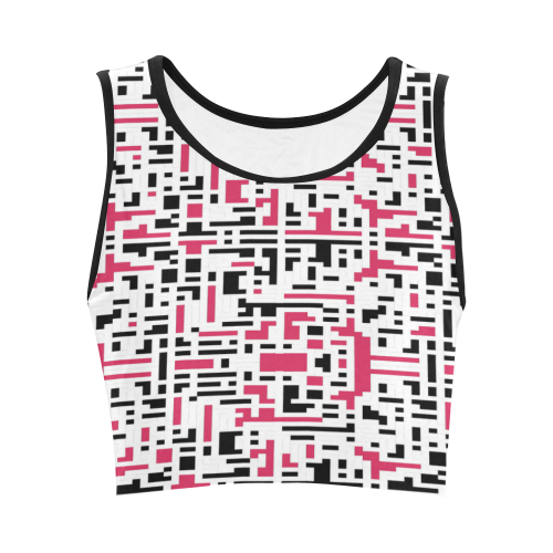 Red and Black Pixels Women's Crop Top (Model T42)