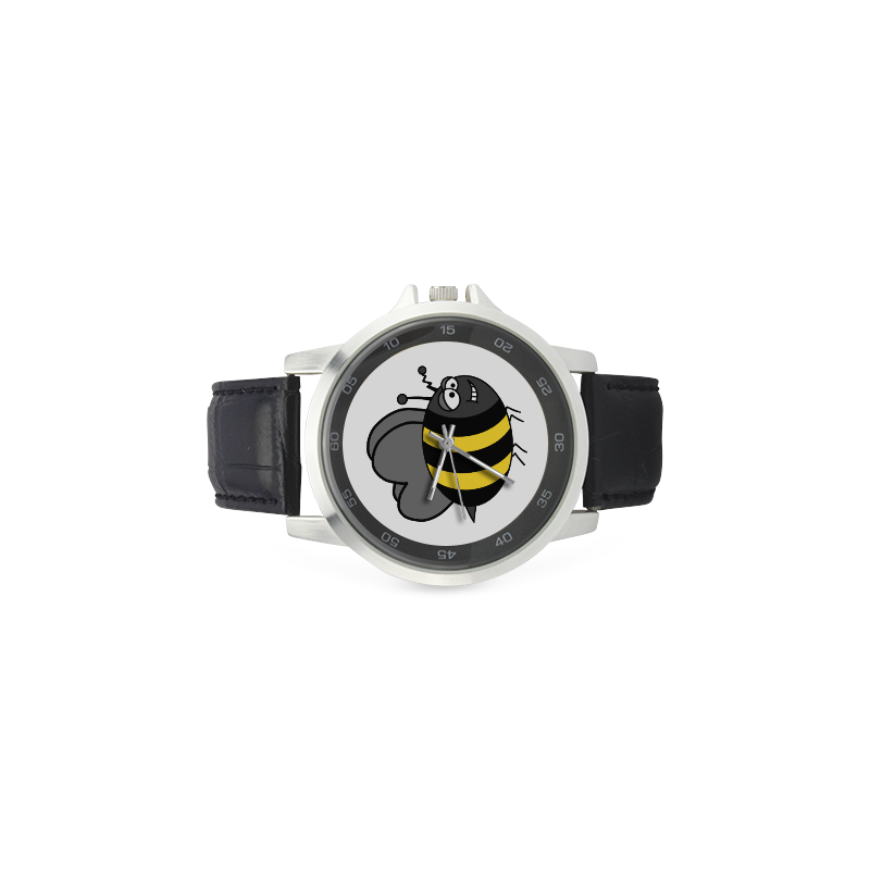 Crazy Bee Unisex Stainless Steel Leather Strap Watch(Model 202)