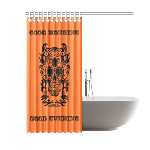 SKULL BATH ORANGE Shower Curtain 60"x72"