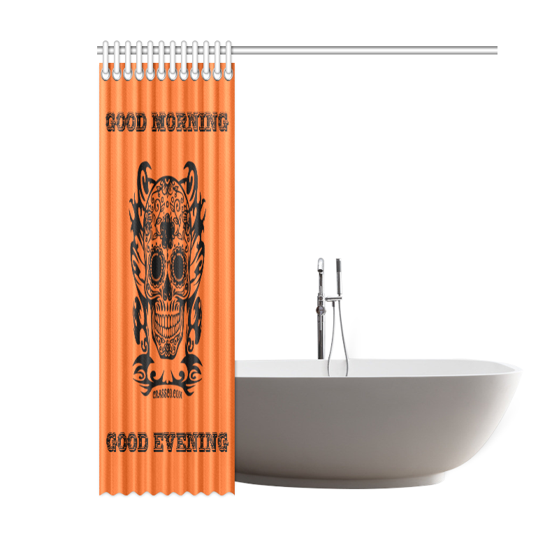 SKULL BATH ORANGE Shower Curtain 60"x72"