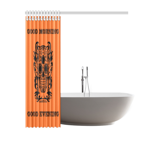 SKULL BATH ORANGE Shower Curtain 60"x72"