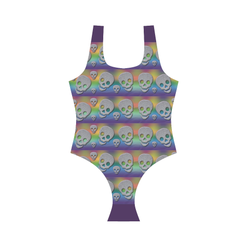 Skulls Multicolor Vest One Piece Swimsuit (Model S04)