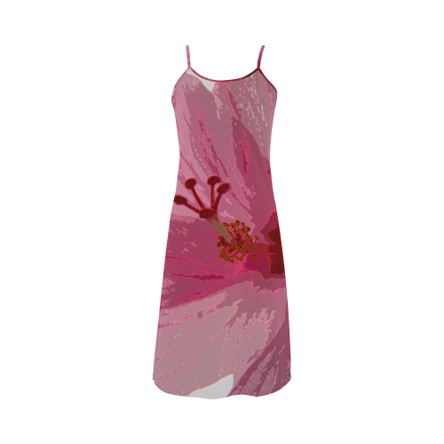 Wild Pink Hibiscus Alcestis Slip Dress (Model D05)