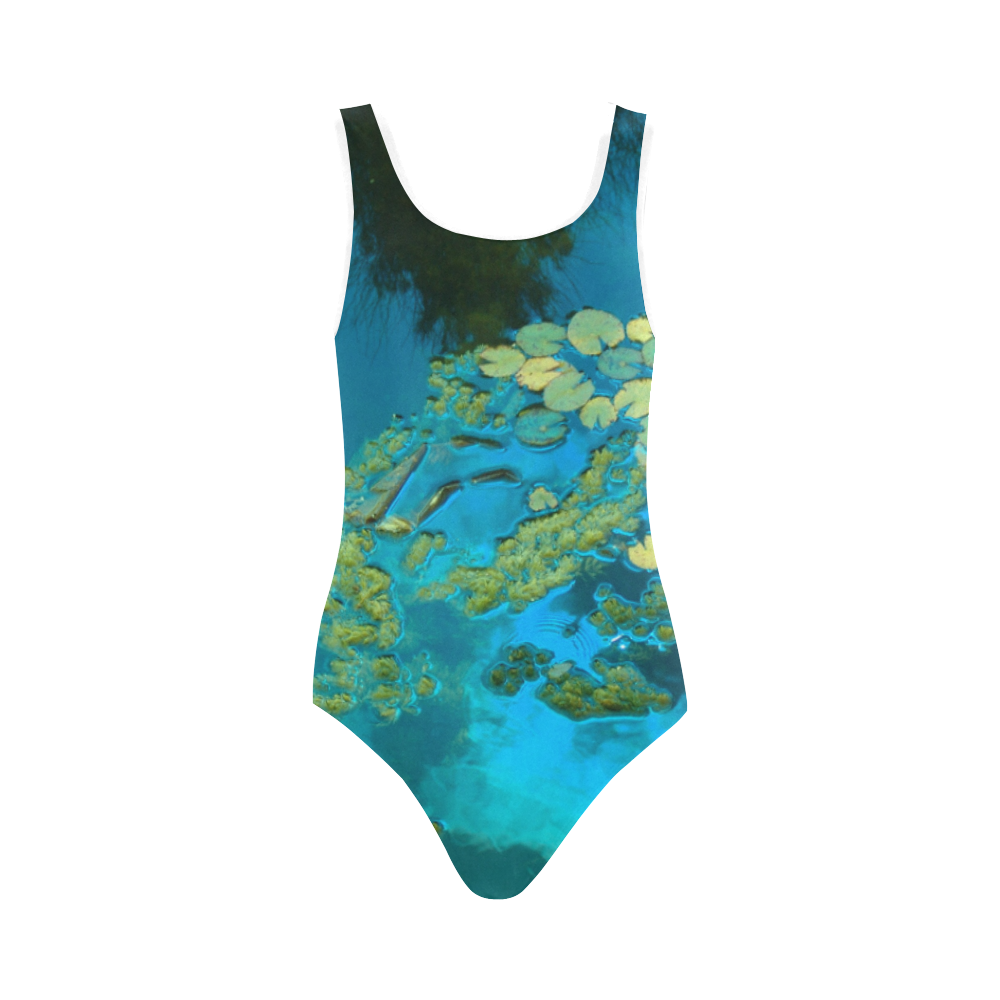 koi blue Vest One Piece Swimsuit (Model S04)