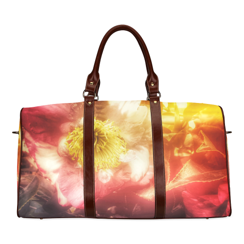 Pink Winter Flower Waterproof Travel Bag/Large (Model 1639)