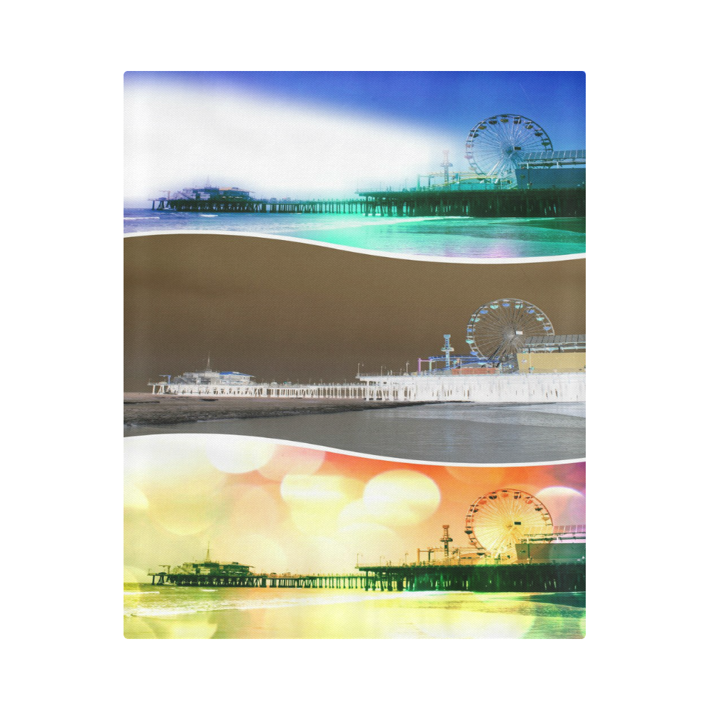 Santa Monica Pier Tricolor Duvet Cover 86"x70" ( All-over-print)