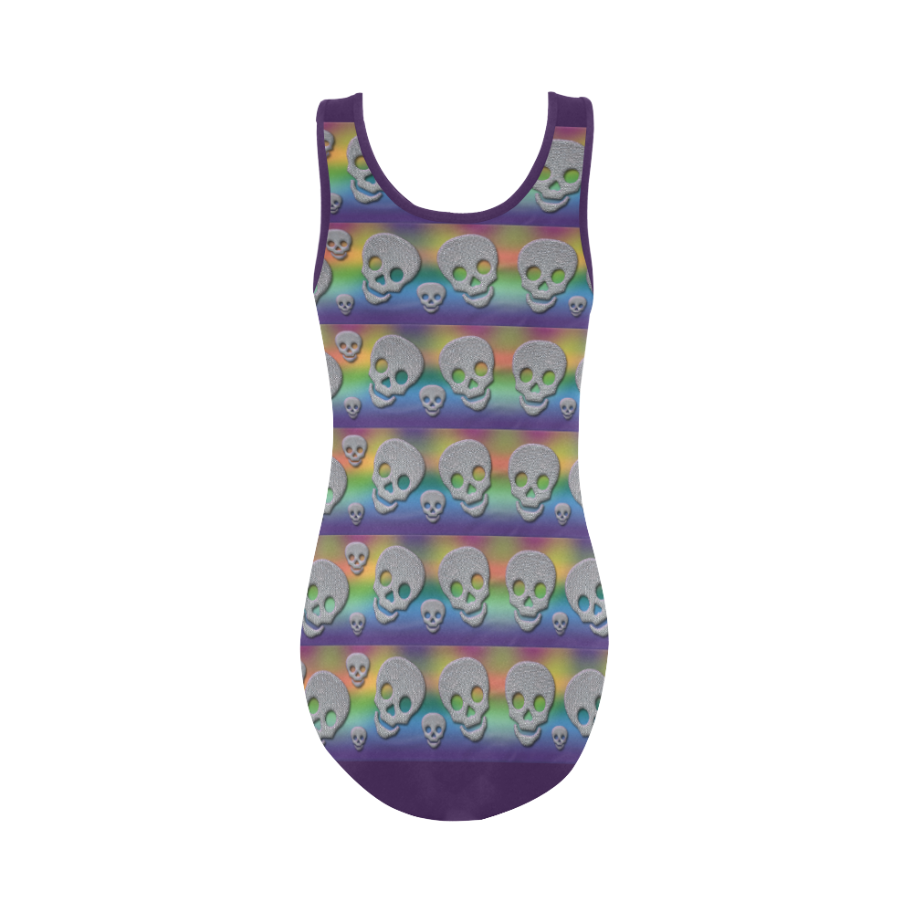 Skulls Multicolor Vest One Piece Swimsuit (Model S04)