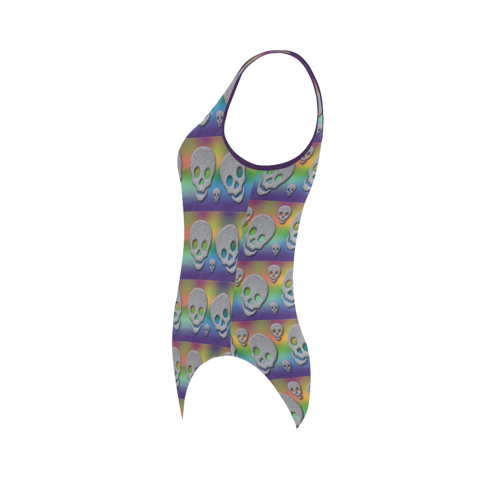 Skulls Multicolor Vest One Piece Swimsuit (Model S04)